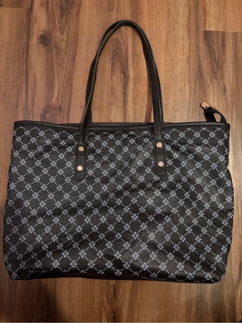 Black Patterned Tote Bag - Unbranded